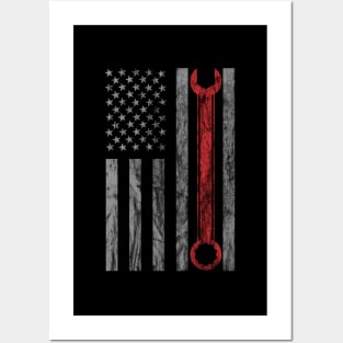 Distressed Mechanic Usa Flag Posters and Art